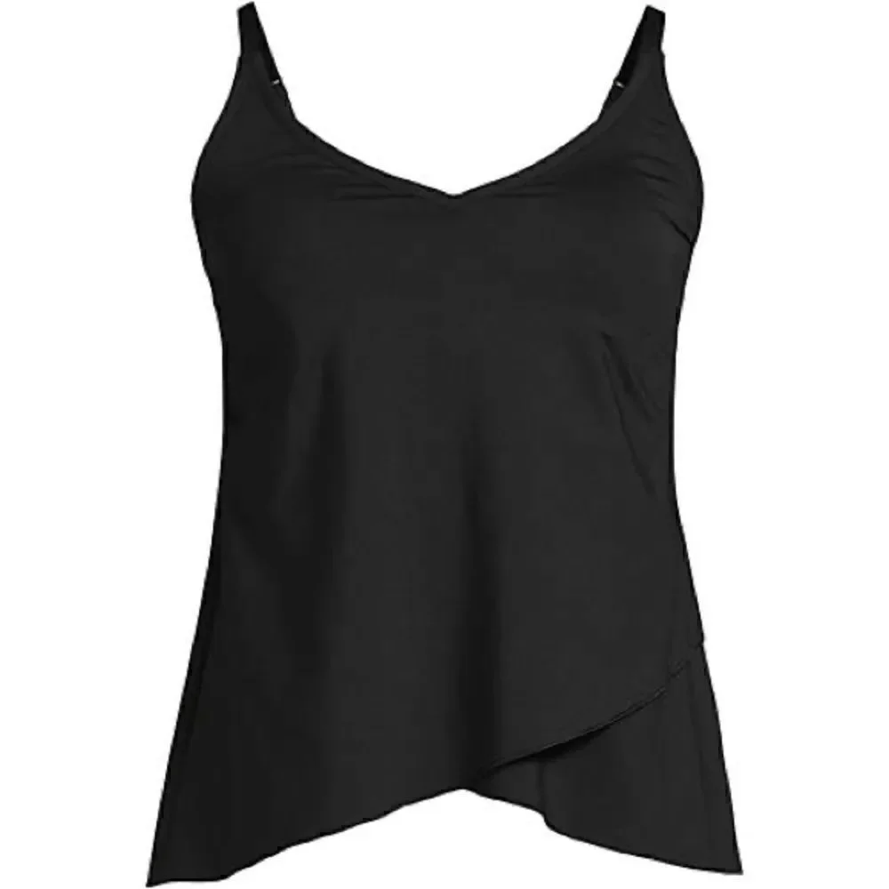 Land’s End Plus Standard tulip tankini chlorine resist adjustable Black Various